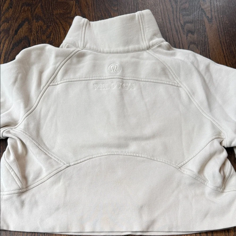 Lululemon x Peloton Scuba Oversized Funnel Neck Half Zip color is Bone size XS/S - Picture 11 of 14
